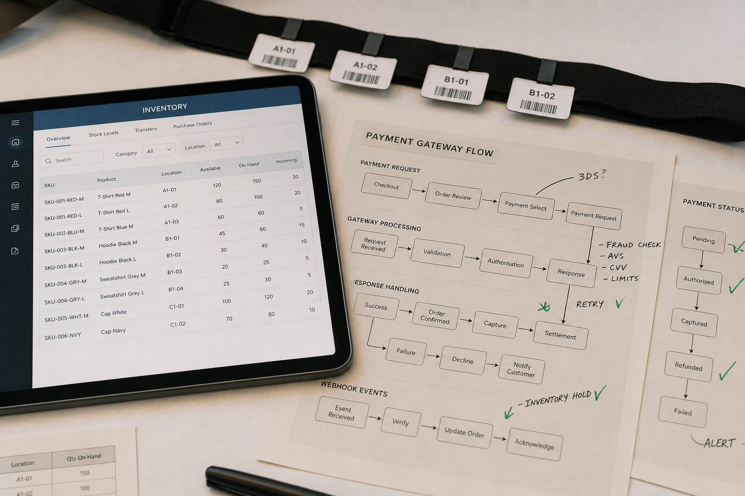 Systems desk for inventory and payments